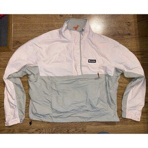 Columbia Womens Deschutes Valley Wind Shell Pink Beige Half Zips Windbreaker XXL